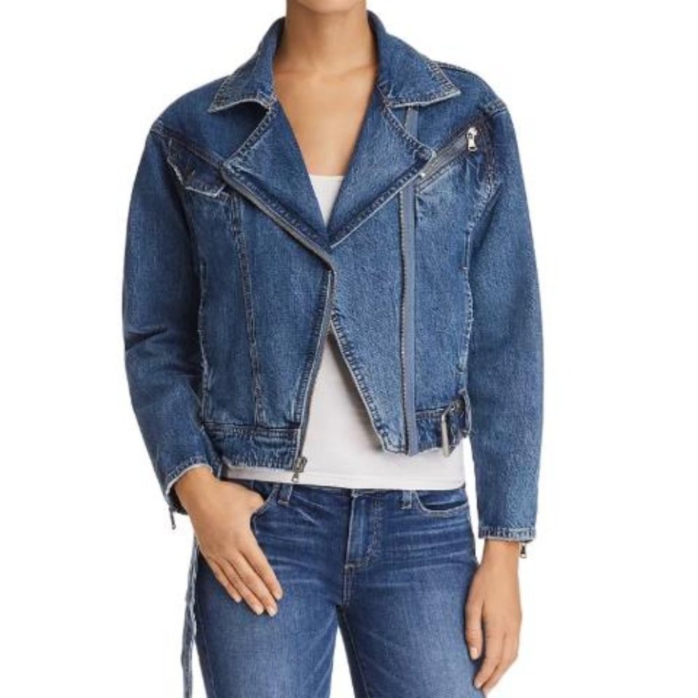 PAIGE Sivan Denim Moto Jacket in Stoker